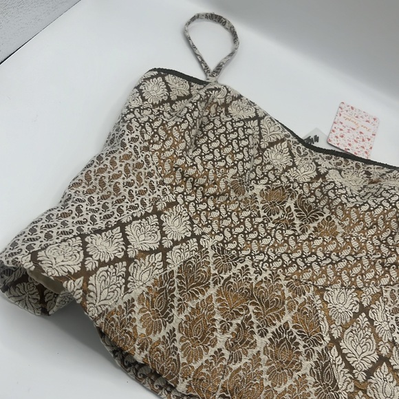 FREE PEOPLE NWT Corset Top Metallic Jacquard, Bronze Bead accents - Picture 3 of 9